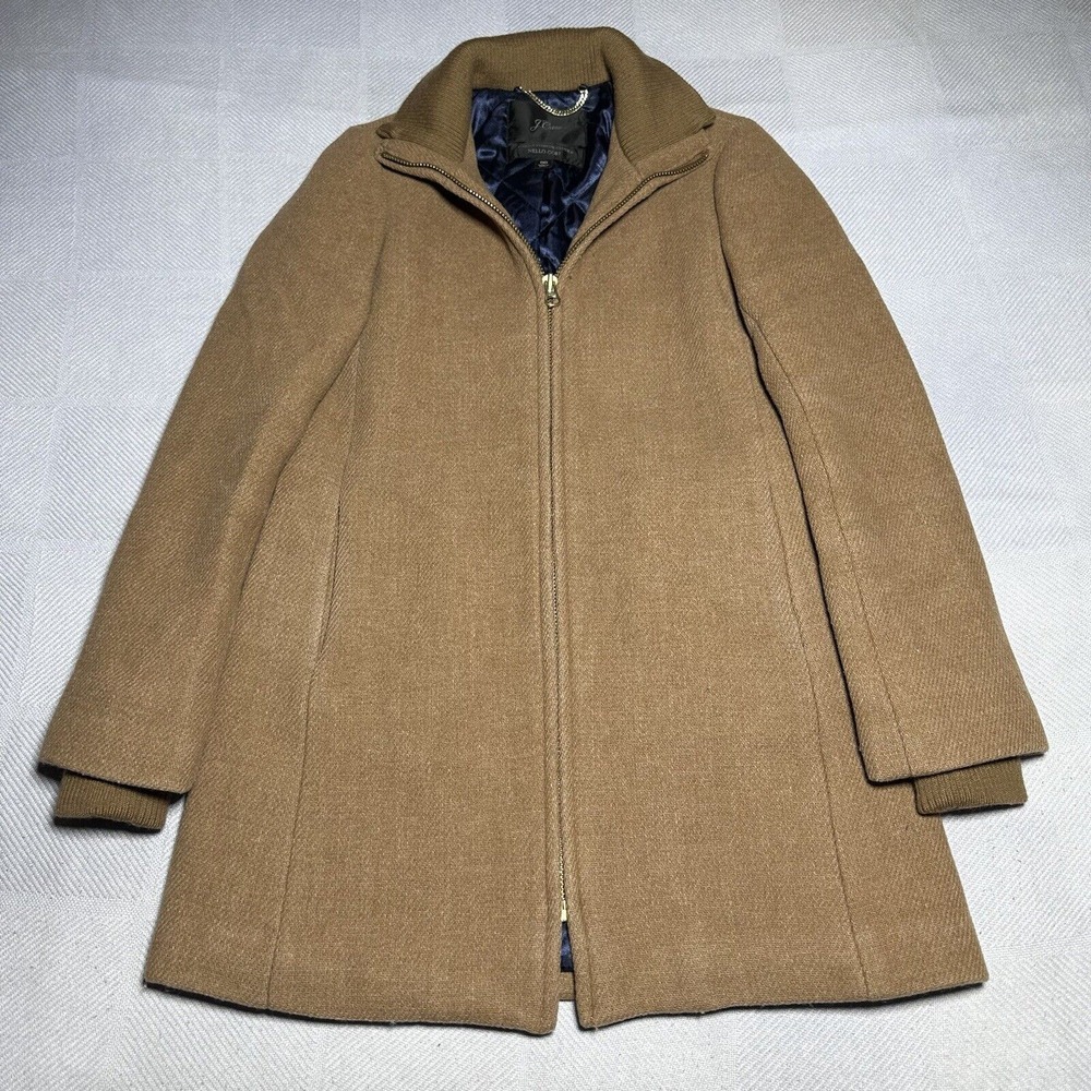 J Crew Brown Wool Lodge Coat Women's Size 00 Italian Stadium Cloth Nello Gori
